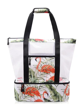 Пляжная сумка-тоут | Сетчатая утепленная пляжная сумка для ланча 2 в 1 | Портативная пляжная сумка-тоут для семьи, складывающаяся